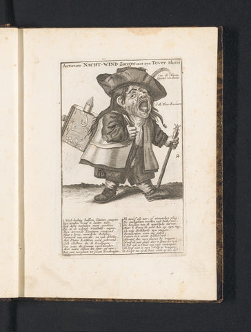 Dwarf as night watchman with a magic lantern on his back, 1720, anonymous, 1718 - 1720 Canvas Print