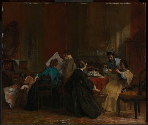 Group of Women Looking at Stereoscope Photographs, Jacob Spoel, in or before 1868 Canvas Print