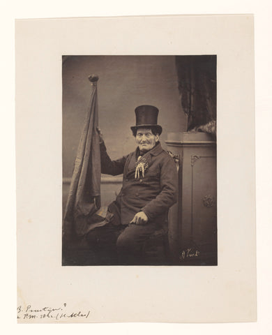 Portrait of Barend Ponstijn with flag, decoration and hat (as in 1813), A. Vink, 1863 Canvas Print