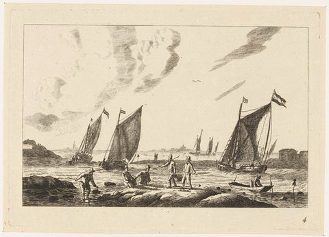 View of a waterway inland, anonymous, 1700 - 1799 Canvas Print