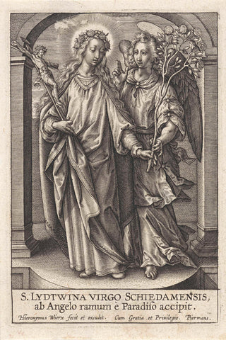 H. Lidwina van Schiedam, Hieronymus Wierix, 1563 - before 1619 Canvas Print