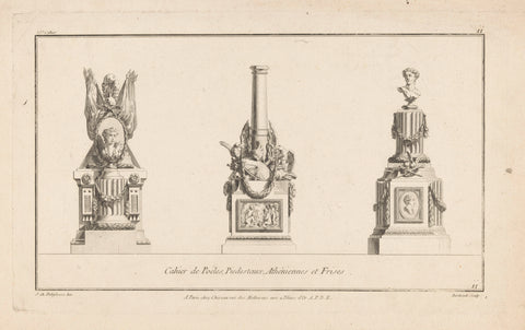 Drie monumenten, Berthault, Jacques-François Chéreau, 1771 Canvas Print