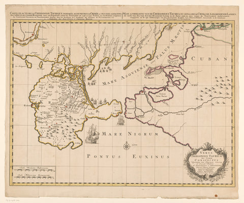 Map of Crimea during the Russo-Turkish War (1735-1739), anonymous, in or after c. 1737 Canvas Print