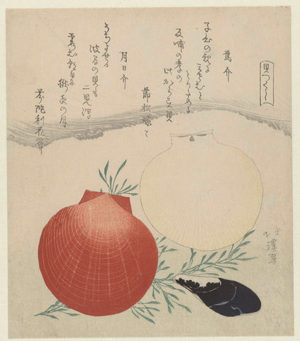 Freshwater mussel and Japanese sun-and-moon mantle shell, Totoya Hokkei, 1821 Canvas Print