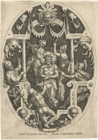 Christ is crowned with the crown of thorns, Johann Sadeler (I), 1560 - 1600 Canvas Print