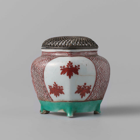 Incense burner with leaves and diaper pattern, anonymous, anonymous, c. 1800 - c. 1899 Canvas Print