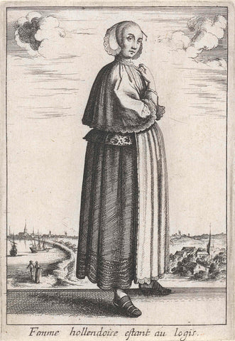 Femme hollendoise estant au logis, Wenceslaus Hollar, 1662 Canvas Print