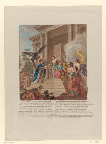 Allegory on the restoration of William V as stadholder, 1787, Mathias de Sallieth, 1787 Canvas Print