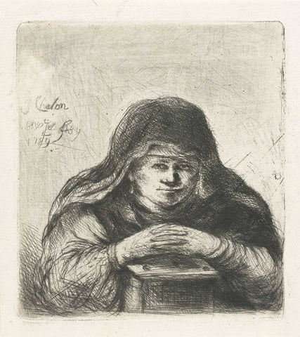 Old woman above a stew, Jan Chalon, 1789 Canvas Print