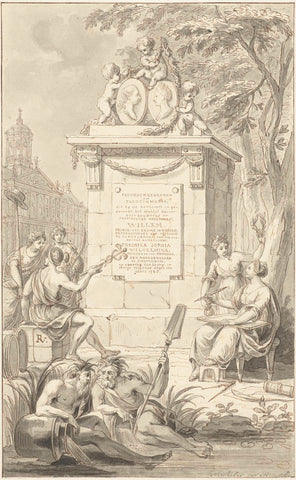 Design for the title page of Vreugdenbedryven and Plegtigheden ((...)), Reinier Vinkeles (I), 1772 Canvas Print