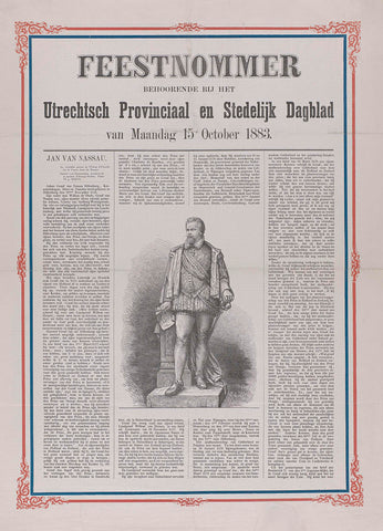 Festive number in honour of the statue of John VI, Count of Nassau-Dillenburg, Monogrammist ES (19th century), 1883 Canvas Print