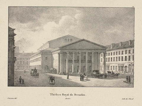 View of the Théâtre Royal de la Monnaie in Brussels, Jean Baptiste Madou, 1827 - 1829 Canvas Print