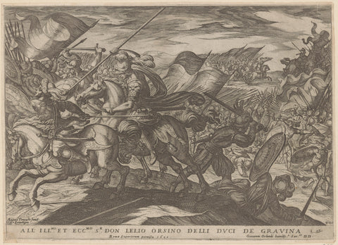 Cavalry and infantry combat, Antonio Tempesta, 1600 Canvas Print