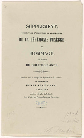 Programme booklet of a memorial service for Louis Napoleon, 1847, anonymous, 1847 Canvas Print