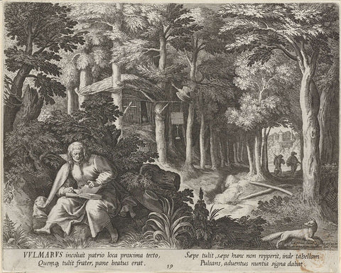 Saint Wulmar as hermit, Raphaël Sadeler (I), 1600 Canvas Print