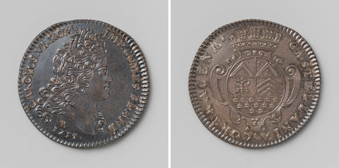 Charles VI, German emperor, calculation medal minted by order of the kasselrij of Kortrijk, Jacques Roëttiers (II), 1735 Canvas Print