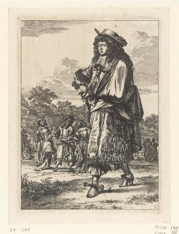 Figures à la mode, no. 7: Man in rhingrave, Romeyn de Hooghe, 1670 - 1685 Canvas Print