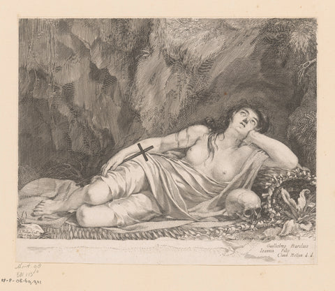 H. Mary Magdalene located in a cave, Claude Mellan, 1629 - 1630 Canvas Print