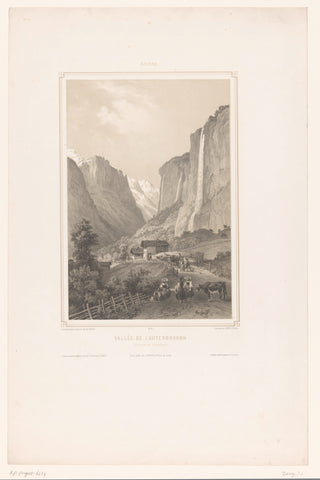 View of the Staubbach waterfall in the Lauterbrunnental, Isodore-Laurent Deroy, 1845 Canvas Print