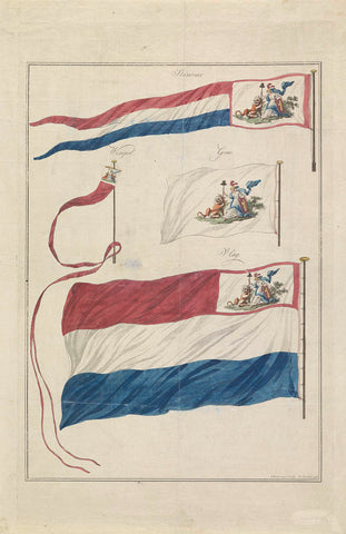 Flags of the Navy of the Batavian Republic, 1796, Hendrik Roosing, 1796 Canvas Print