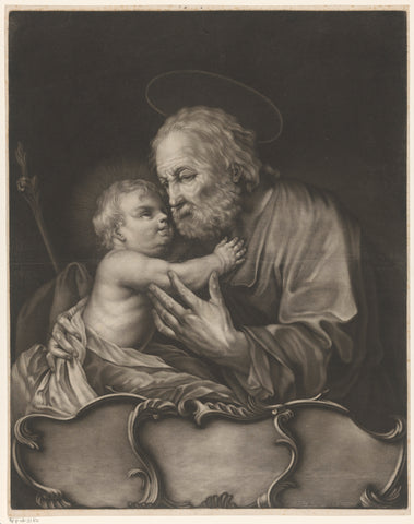 Joseph with the Christ Child, Johann Elias Ridinger, 1708 - 1767 Canvas Print