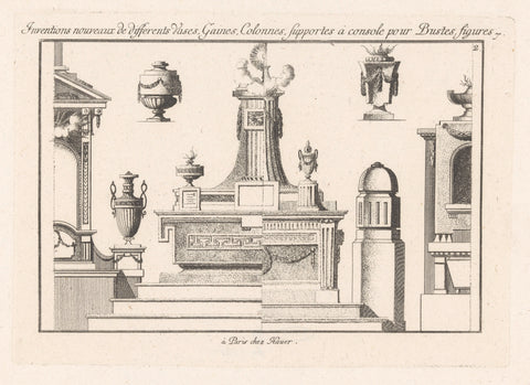 Funerary structures and vases, Johann Thomas Hauer, 1781 Canvas Print