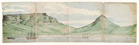 Table Mountain and Cape Town as seen from the sea, Jan Brandes, 1787 Canvas Print