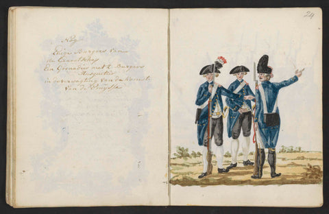 Uniforms of the Amsterdam Exercise Society in 1787, S.G. Casten, 1795 - 1796 Canvas Print