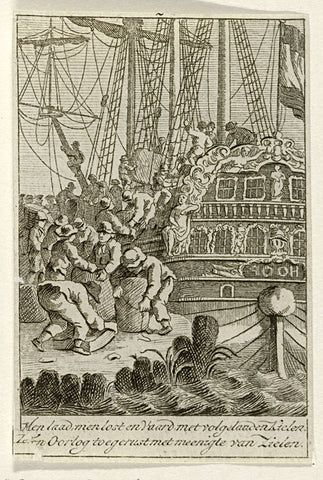 Het laden en lossen van een Hollands schip, ca. 1780-1783, anonymous, 1780 - 1783 Canvas Print