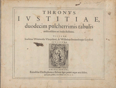 Title page for: Thronus Justitiae, 1606, Zacharias Dolendo, 1606 Canvas Print