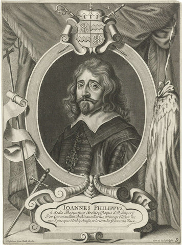 Portrait of Johann Philipp von Schönborn, Pieter de Jode (II), 1628 - 1670 Canvas Print