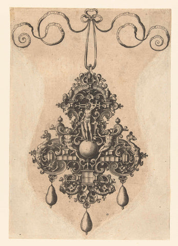 Front of pendant with naked deity with shield, standing on a sphere, anonymous, 1581 Canvas Print