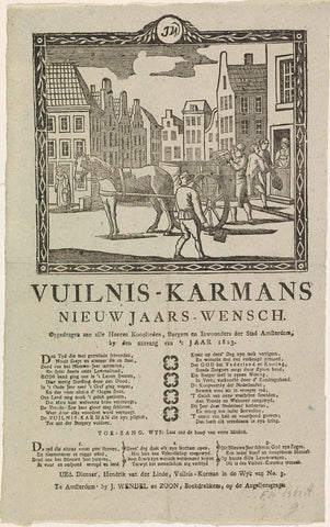 New Year's wish of the garbage men of Amsterdam for the year 1823, anonymous, 1822 - 1823 Canvas Print