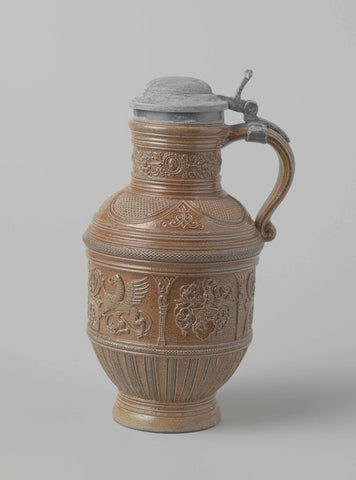 Jug with the coat of arms of Amsterdam and Saxony, Hubert Schiffer, c. 1860 - c. 1880 Canvas Print