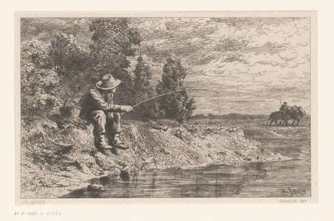 Fisherman on the Water, Charles Emile Jacque, 1865 Canvas Print