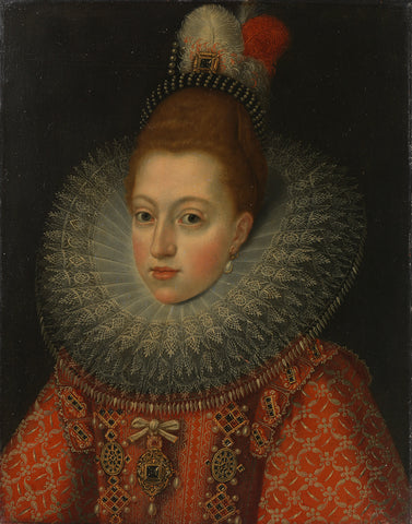 Portrait of Margaret of Austria (1584-1611), Frans Pourbus (II) (rejected attribution), anonymous, c. 1600 Canvas Print