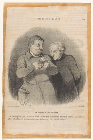 Two men look at a book, Honoré Daumier, 1844 Canvas Print