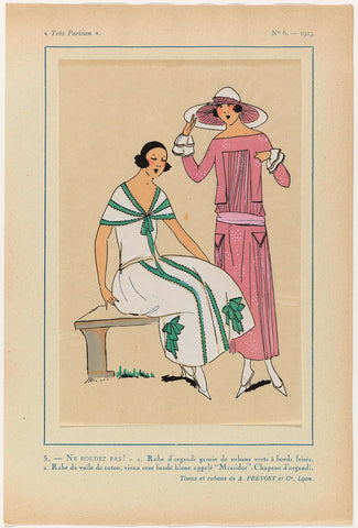 Très Parisien, 1923, No 6: 5.- NE BOUDEZ PAS ! - 1. Robe d'organdi..., anonymous, 1923 Canvas Print