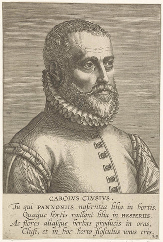 Portrait of Carolus Clusius, Philips Galle, 1587- 1606 Canvas Print