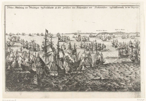 Battle of the Dunes (left plate), 1639, anonymous, 1651 - 1674 Canvas Print