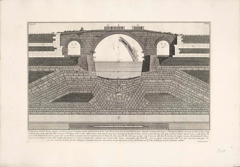 Revolt and foundation of Pons Cestius in Rome, Giovanni Battista Piranesi, c. 1756 - c. 1757 Canvas Print