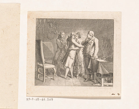 Werther embraces Lotte, Daniel Nikolaus Chodowiecki, 1775 Canvas Print