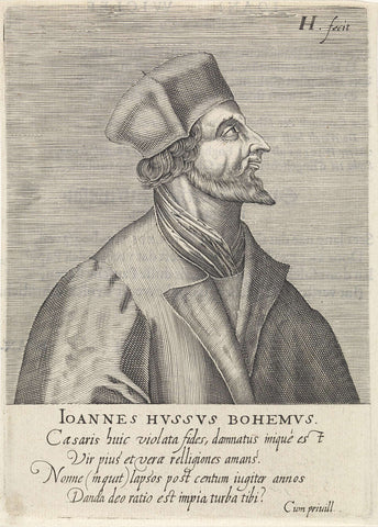 Portret van Johannes Hus, Hendrick Hondius (I), 1599 Canvas Print