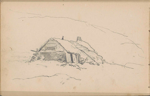 View of a house in Norwegian Sápmi (Lapland), Louis Apol, 1880 Canvas Print