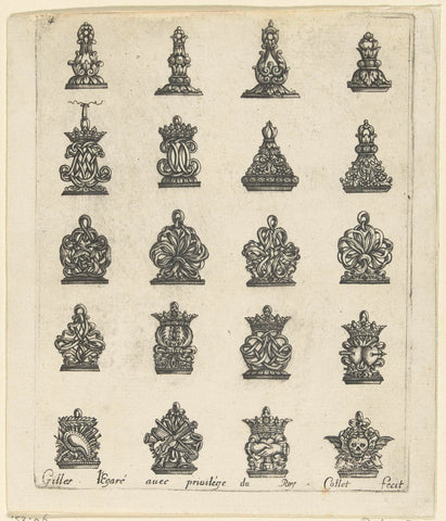 Five rows with four stamps, Paul Collet (I), after 1691 - before 1742 Canvas Print