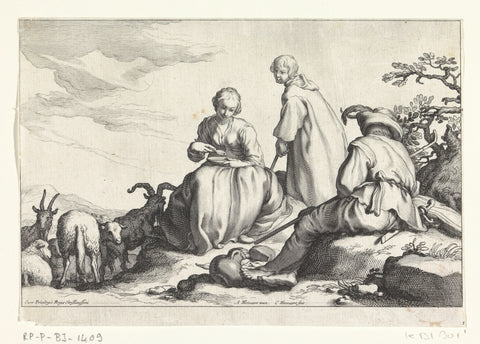 Schaapherders, Cornelis Bloemaert (II), 1650 - 1716 Canvas Print