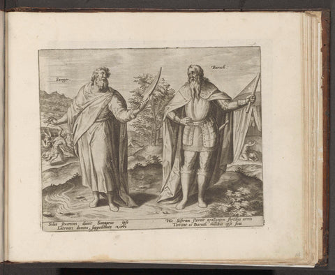 Samgar en Barak, Hans Collaert (I) (attributed to), 1579 Canvas Print