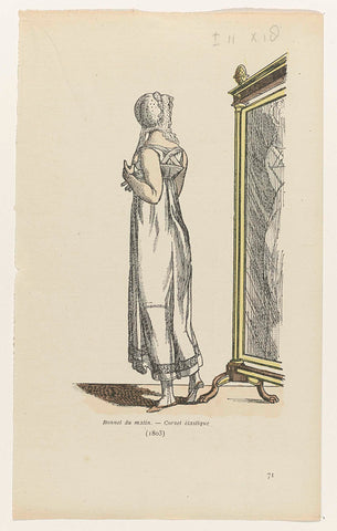 Journal des Dames et des Modes, Costume Parisien, kopie naar 4 May 1803, Year 11, (467): Bonnet du Matin (...), anonymous, 1803 Canvas Print