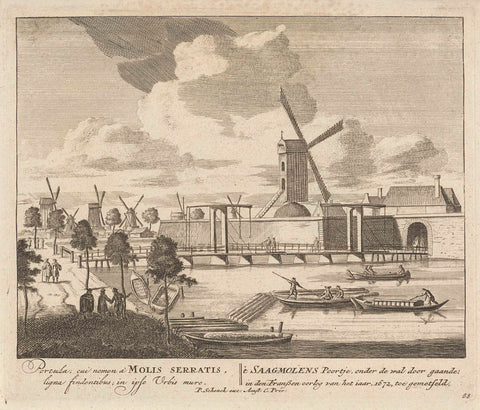 View of the Zaagmolenpoort in Amsterdam, anonymous, 1757 - 1766 Canvas Print