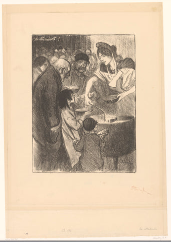 Waiting for a cup of soup, Théophile Alexandre Steinlen, 1895 Canvas Print